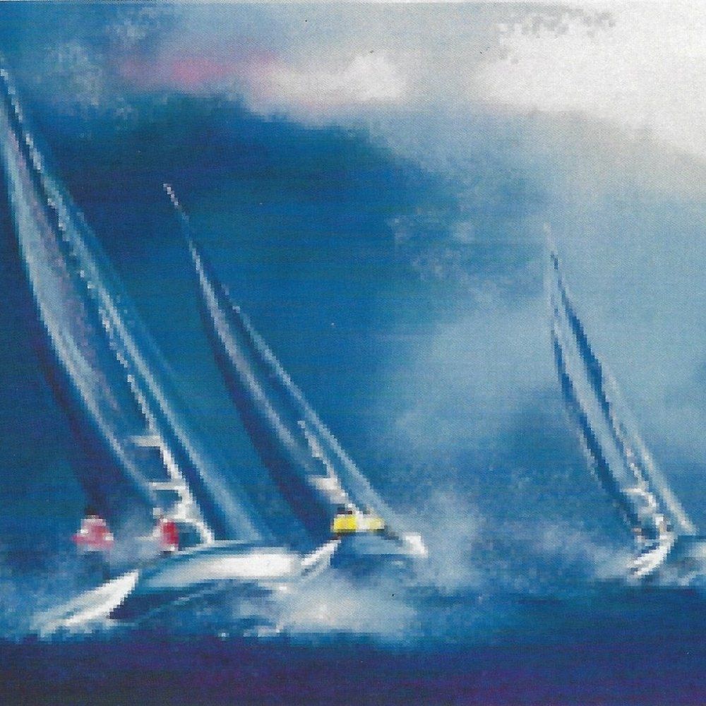 "Blue Sailing" by Victor Spahn Seriolithograph - Picture 2 of 8